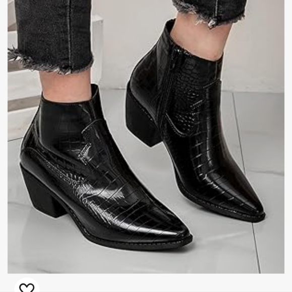 Snake Print Patent Leather Ankle Boots - Picture 2 of 8